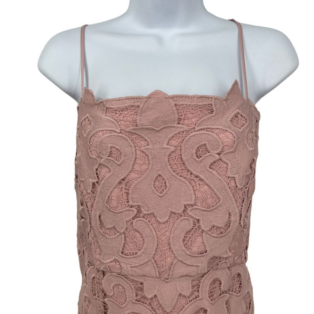 Bardot Revolve Lina Lace Midi Dress Sheath Sleeveless Pink Rose Size 10 Large - Picture 6 of 15